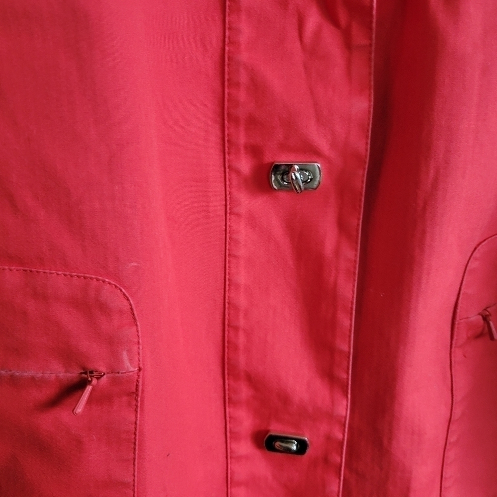 Talbots Jacket Outerwear Red Thick Cotton Contrast Cuff M Medium - Picture 2 of 11